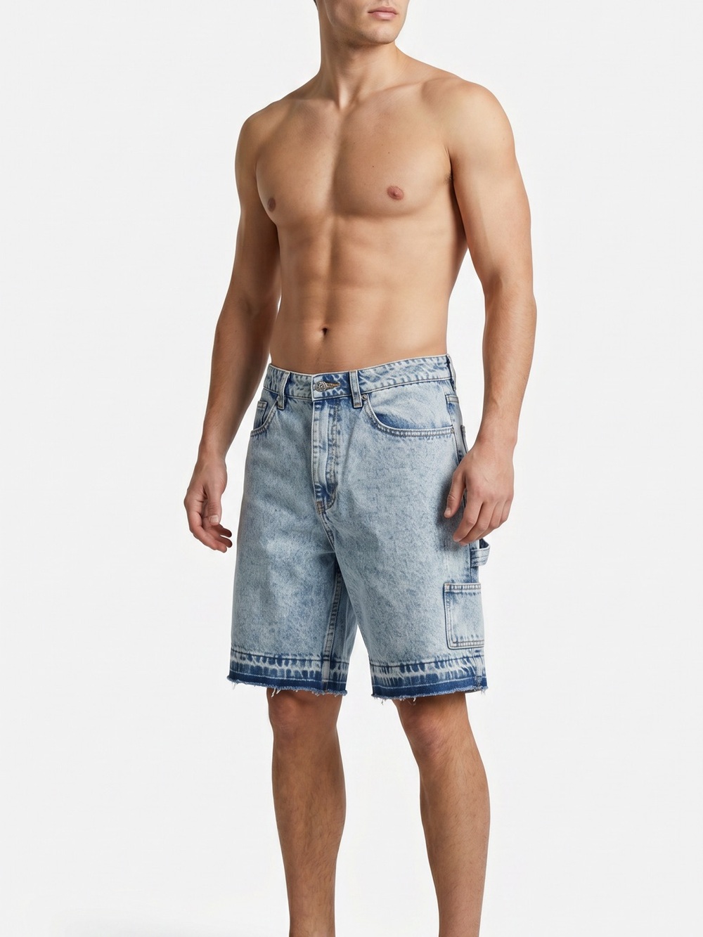 Men's Light Acid-Wash Denim Jorts (NWOT in plastic bag)